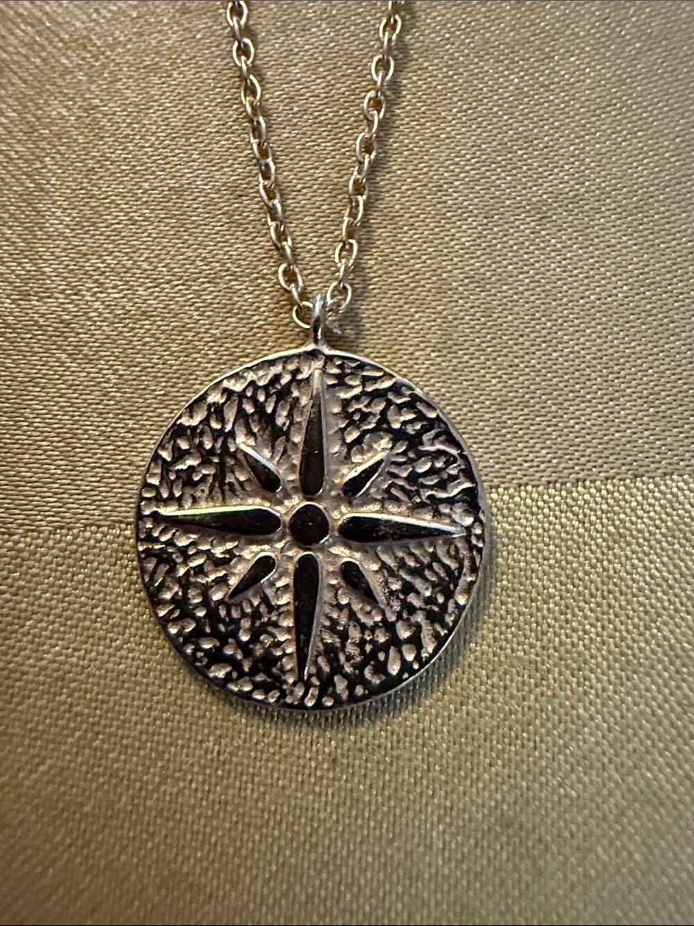 Go to Sterling Silver Starburst Round Pendant Necklace